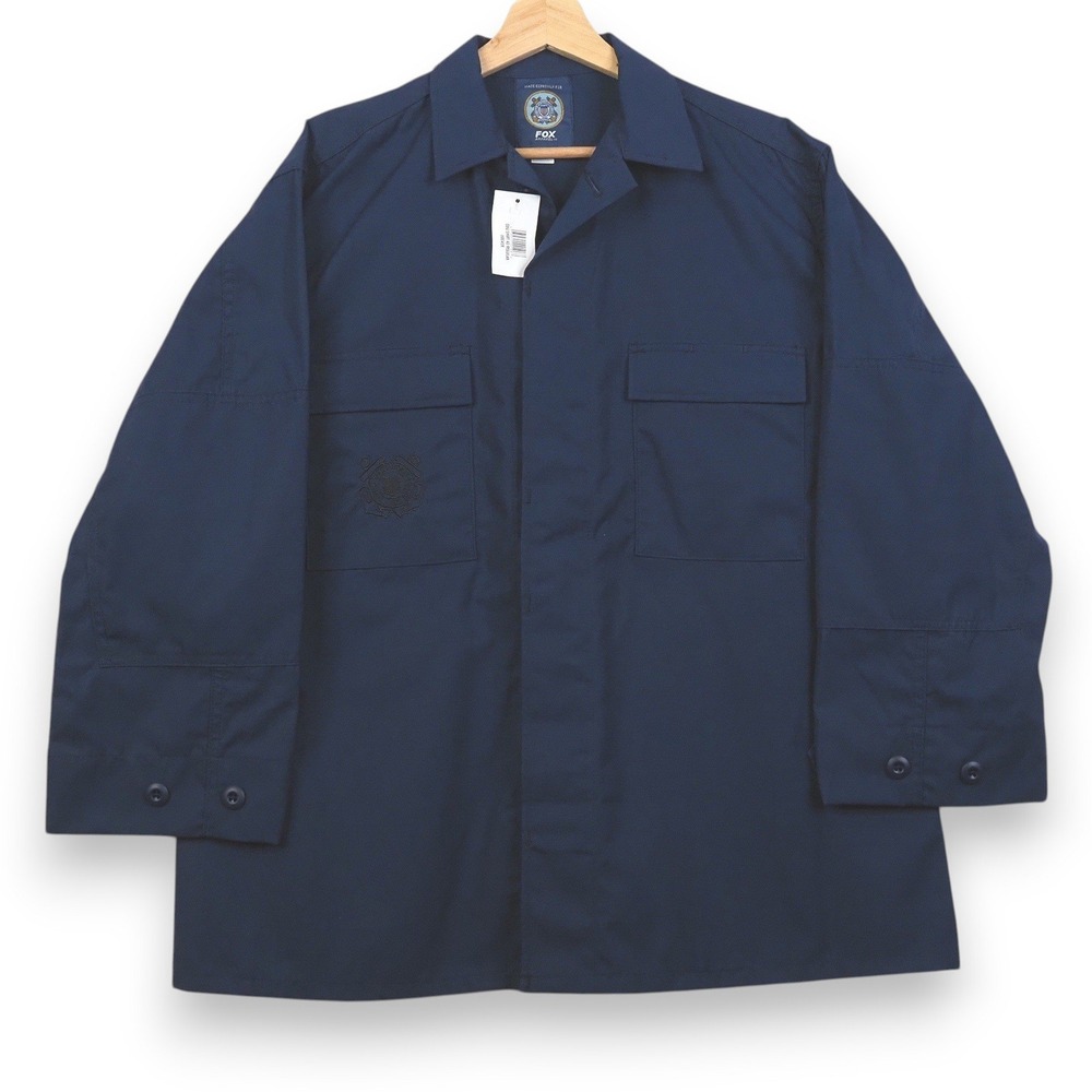 Fox Mens Uniform Shirt 45R Navy US Coast Guard ODU Ripstop Tactical